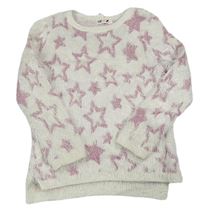 Bílý chlupatý svetr s hvězdičkami zn. H&M