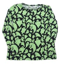 Černo-neonově zelené triko s duchy zn. H&M