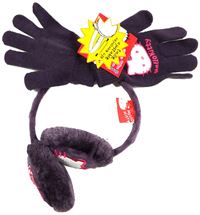 Nové - 2set - Fialové zimní klapky na uši + rukavice s Kitty zn. Sanrio