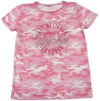 Růžové army tričko s nápisem zn. Matalan