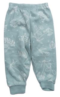 Mentolové květované fleecové kalhoty zn. Primark