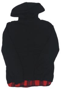 Černý vzorovaný svetr se všitou košilí a kapucí zn. PRIMARK