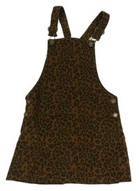 Hnědé manšestrové laclové šaty s leopardím vzorem zn. F&F