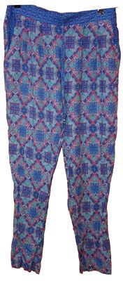 Dámské modré vzorované volné kalhoty zn. George 