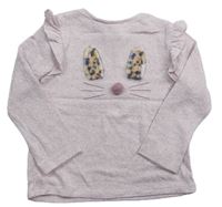 Světlerůžovo-bílé melírované úpletové triko s králíčkem zn. F&F