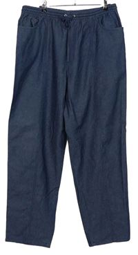 Pánské tmavomodré volné plátěné kalhoty riflového vzhledu vel. 58