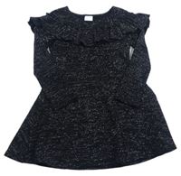 Černé třpytivé svetrové šaty s volánem zn. F&F