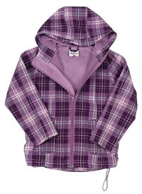 Lila-fialová kostkovaná softshellová bunda s kapucí zn. Topolino