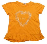 Oranžové tričko se srdcem zn. River Island