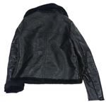 Černá koženková zateplená bunda - křivák zn. Matalan