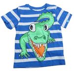 Modro-biele pruhované tričko s krokodýlkem C&A