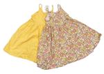 2x Horčicové bavlnené šaty + Farebné kvetované bavlnené šaty George
