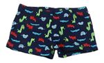 Tmavomodré nohavičkové chlapčenské plavky s dinosaurami Topolino