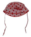 Červeno-biely pruhovaný plátenný klobúk s bodkami