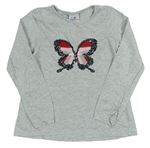 Svetlosivé melírované tričko s motýlkom s flitrami Topolino