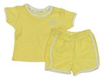 2set- žlté froté tričko s výšivkou+ kraťasy Primark