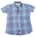 Bielo-modro-tmavomodrá kockovaná košeľa Soulcal