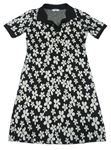 Čierno-sivé kvetované pletené šaty s golierikom Primark