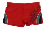 Červeno-sivé nohavičkové plavky s drakom C&A