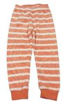 Bielo-oranžové pruhované zamatové pyžamové nohavice Lily & Dan