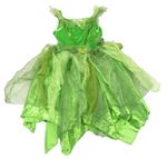 Kockovaným - Zelené saténové šaty s tylem - víla Disney