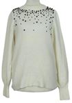 Dámsky smotanový sveter s korálkami H&M