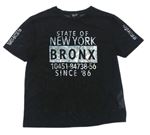 Čierne sieťované průsvitné dlhé tričko s nápismi a číslami New Look