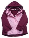 3v1 Ružovo-fialová šušťáková celoroční funkčná bunda s kvietkom a kapucňou Crivit