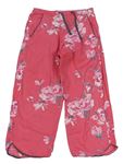 Ružové kvetované ľahké pyžamové nohavice