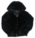 Čierna chlpatá podšitá bunda s kapucňou New Look