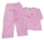 Ružové froté pyžama s motýlikmi