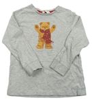 Sivé melírované pyžamové tričko s medvěďom