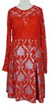 Dámske červené čipkové šaty so vzorom Bodyflirt