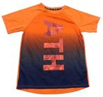 Oranžovo-tmavomodré športové tričko s nápisom H&M