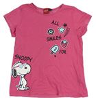 Ružové tričko s obrázky Snoopy