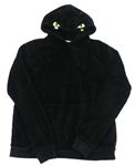 Čierna chlpatá mikina s kapucí - príšerka H&M
