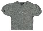 Sivé rebrované úpletové crop tričko s nápisom New Look