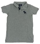 Sivé melírované polo tričko s výšivkou Abercrombie&Fitch