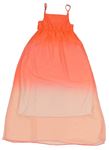 Neónově oranžové šifónové maxi šaty