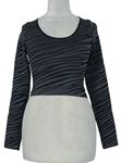 Dámske sivo-čierne vzorované crop úpletové tričko Primark