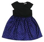 Čierno-fialové trblietavé šaty s puntíkatou sukní Next