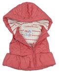 Ružová prešívaná šušťáková zateplená vesta s kapucňou miniclub