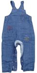 Modré rifľové na traké ľahké nohavice s výšivkami Paddington