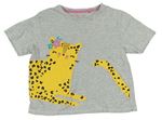 Sivé melírované crop pyžamové tričko s leopardom Tu