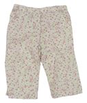 Smetanovo-ružové kvetované plátenné nohavice