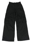 Čierne šušťákové široké cargo nohavice H&M