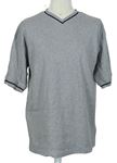 Pánske sivé rebrované tričko Essential