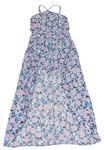 Svetlomodrý kvetovaný ľahký kraťasový overal so sukní New Look