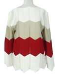 Dámsky bielo-béžovo-červený vzorovaný sveter