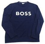 Tmavomodrý sveter s logom HUGO BOSS